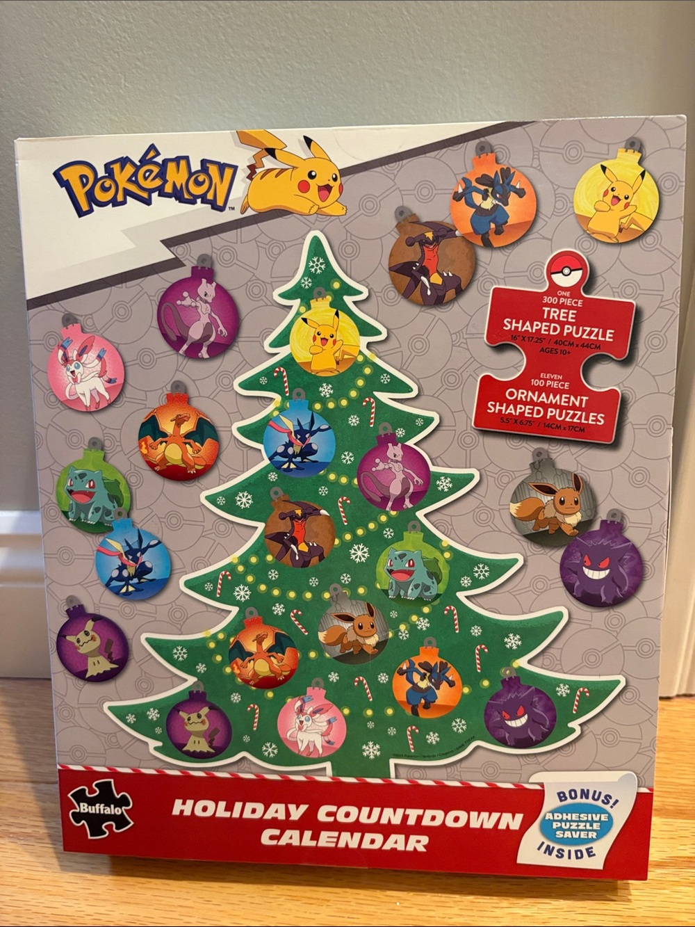 Pokemon Holiday Countdown Calendar with Green, Red, Yellow, Purple, Blue Accents